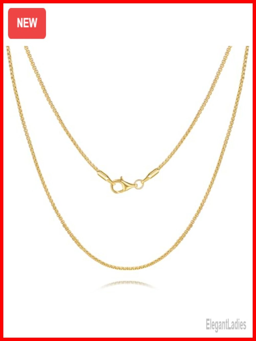 14k Gold Plated Box Chain Necklace 18in